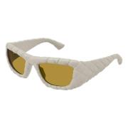 Bottega Veneta Rektangulära vita solglasögon med vävt mönster White, D...