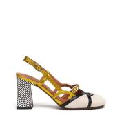 Chie Mihara Läder Slingback med Svart och Lime Multicolor, Dam