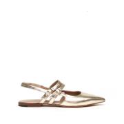 Pomme D'or Guld läder slingback sandaler Yellow, Dam