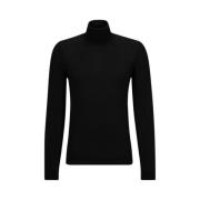 Hugo Boss Slim Fit Ull Turtleneck Tröja Black, Herr