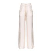 Pinko Wide Trousers Beige, Dam