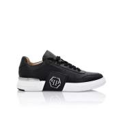 Philipp Plein Svarta Läder Lo-Top Sneakers Black, Herr