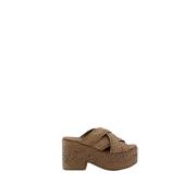 THEMOIRè Brun Micro Weaved Heeled Mules Brown, Dam