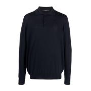 Billionaire Blå Cashmere Polo-neck Sweatshirt Blue, Herr