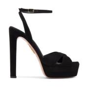 Aquazzura Elegant Svart Sandal Plattform Klackar Black, Dam