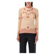 Marine Serre Hög Hals Henna Print Top Beige, Dam