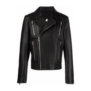 Balmain Svart Läder Bikerjacka Black, Herr