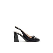 Nerogiardini Svart lack slingback sandaler Black, Dam