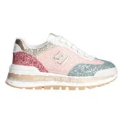 Liu Jo Rosa Glittriga Platta Sneakers Multicolor, Dam