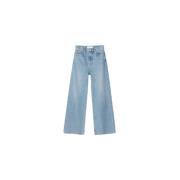 Samsøe Samsøe Cropped Hög Midja Wide Leg Jeans Blue, Dam