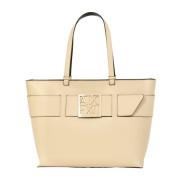 Armani Exchange Beige Axelväska med Dragkedja Beige, Dam