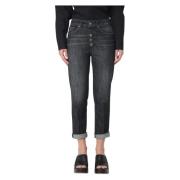 Dondup Cropped Jeans Black, Dam