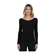 Max Mara Viskos Jersey T-shirt Black, Dam