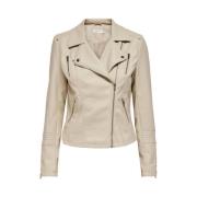 Only 15153079 - Onlgemma Faux Leather Biker OTW Noos Beige, Dam