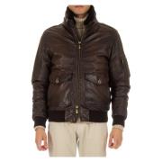 Moorer Aviator Style Brun Läder Bomberjacka Brown, Herr