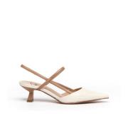 Roberto Festa Beige läder slingback sandaler White, Dam