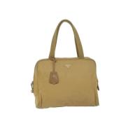 Prada Vintage Pre-owned Nylon handvskor Beige, Dam