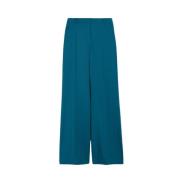 Max Mara Weekend Sonale Ullblandade Wide Leg Byxor Blue, Dam