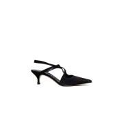 Casadei Suede Slingback Klackar Black, Dam