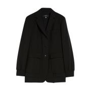 Max Mara Weekend Ullblandning Enkelknäppt Blazer Black, Dam