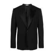 Alexander McQueen Svart Sidens Reversjacka Black, Herr