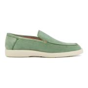 Santoni Slip-On Skor Ljusgrön Mocka Green, Herr