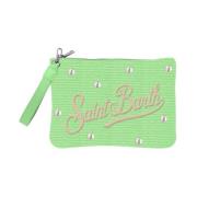 MC2 Saint Barth Beige Straw Clutch Väska med Pärldekoration Multicolor...