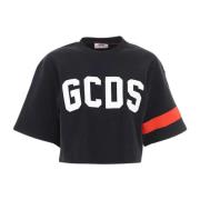 Gcds Svart Logotyp Tryck Bomull T-shirt Black, Dam