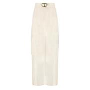 Twinset Wide Trousers Beige, Dam