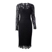 Dolce & Gabbana Kvinnors Elegant Spets Maxi Klänning Black, Dam