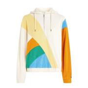 Tommy Hilfiger Färgglad Half-Zip Hoodie i Bomull Multicolor, Dam