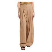 Ottod'Ame Wide Trousers Beige, Dam