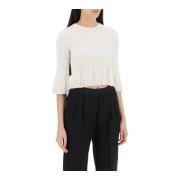 Loulou Studio Round-neck Knitwear White, Dam