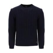 Fendi Mysig Stickad Tröja Pullover Blue, Herr