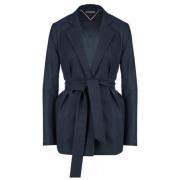 Tommy Hilfiger Klassiskt ullblandat bältesblazer Blue, Dam