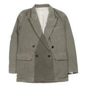 Dries Van Noten Oversized Dubbelknäppt Grå Blazer Gray, Dam