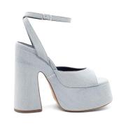 Vic Matié Blåtvättad Denim Sandal Blue, Dam