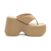 Vic Matié Beige Nappa läder Flip-Flops Beige, Dam