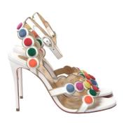 Christian Louboutin White Multicolor Spot Design High Heels Shoes Sand...
