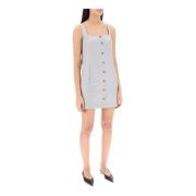 Loulou Studio Ull Twill Knäppt Pinafore Klänning Gray, Dam