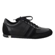 Dolce & Gabbana Svart Läder Casual Sneakers Skor Black, Herr