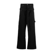 Off White Wide Jeans Black, Herr