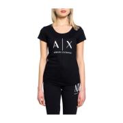 Armani Exchange Casual Dam T-shirt Vår/Sommar Kollektion Black, Dam