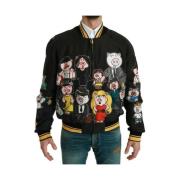 Dolce & Gabbana Svart Gris Motiv Bomberjacka 2019 Multicolor, Herr