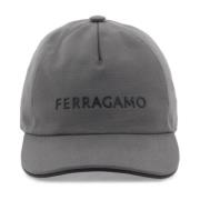 Salvatore Ferragamo Gummibelagt Logo Baseball Cap Gray, Herr