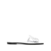 Alexander McQueen Silver Metallic Seal Logo Sandaler Gray, Dam