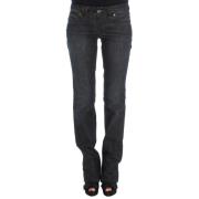 John Galliano Elegant Slim Fit Bootcut Designer Jeans Black, Dam