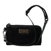 Dolce & Gabbana Svart Nylon Logo Plaque Pouch Väska Black, Dam