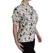 Dolce & Gabbana Lyxig Sidens Musikinstrumenttryck Polo Top Multicolor,...