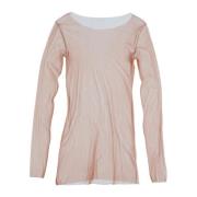 Cortana Silk Tulle Båthals Top Pink, Dam